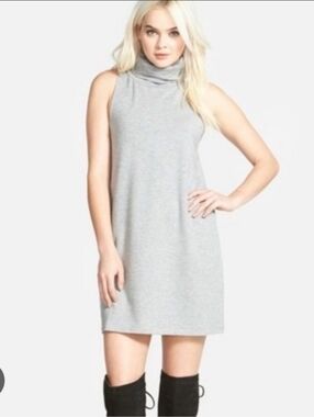 Leith Sleeveless Turtleneck Shirt Dress Tunic Size XL Gray Knit Nordstrom